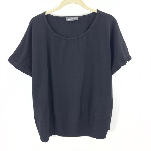 Alembika Womens Oversized Short Sleeve Top Size S Black Tee Lagenlook Minimalist - Picture 1 of 8